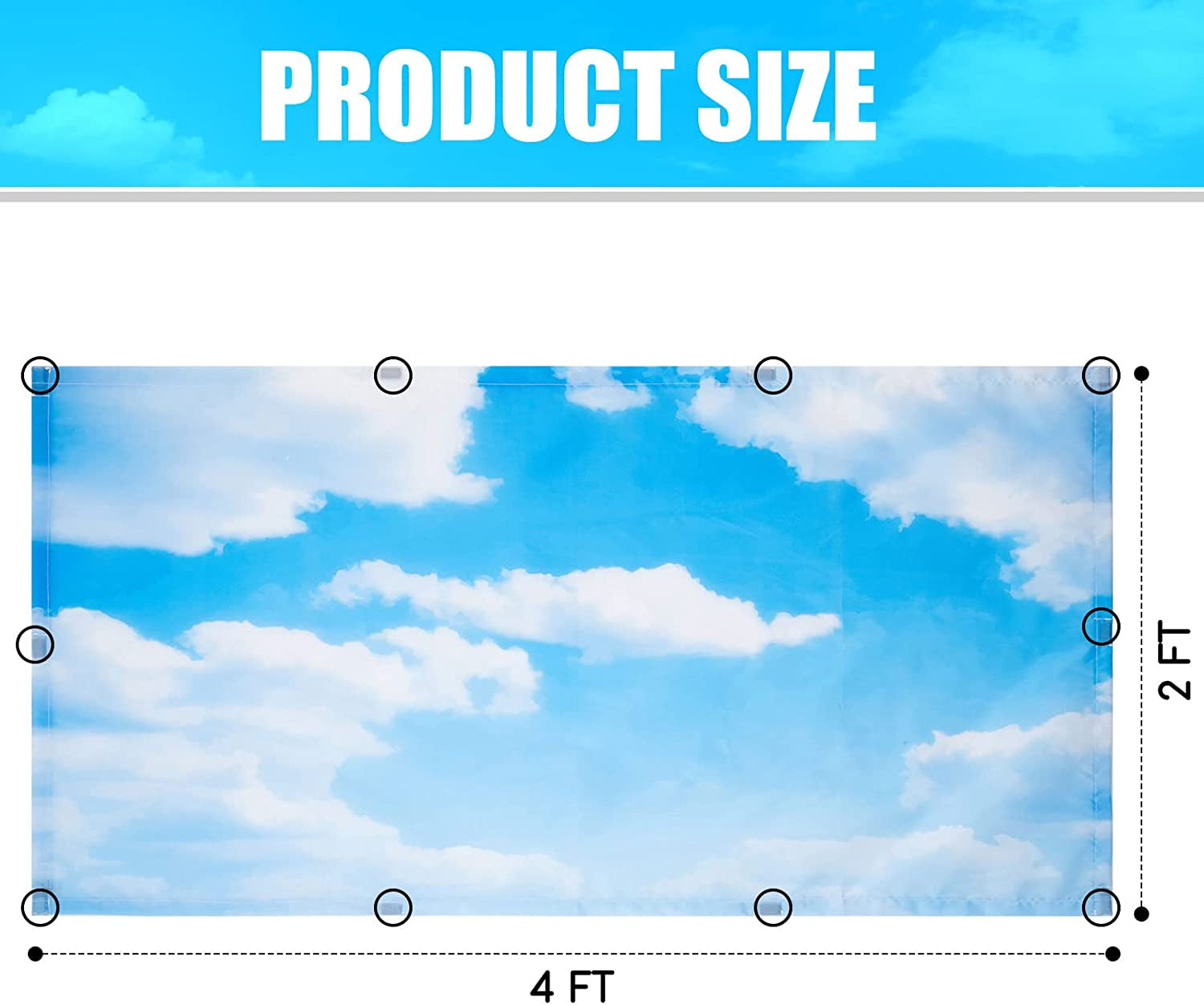 4 Pack Fluorescent Light Covers Magnetic Light Cover Fluorescent Light Shade Panel Ceiling Light Covers Magnetic Light Filters for Office Classroom Home Drop Ceiling, 4 X 2 Feet (Cloud, Blue Sky)