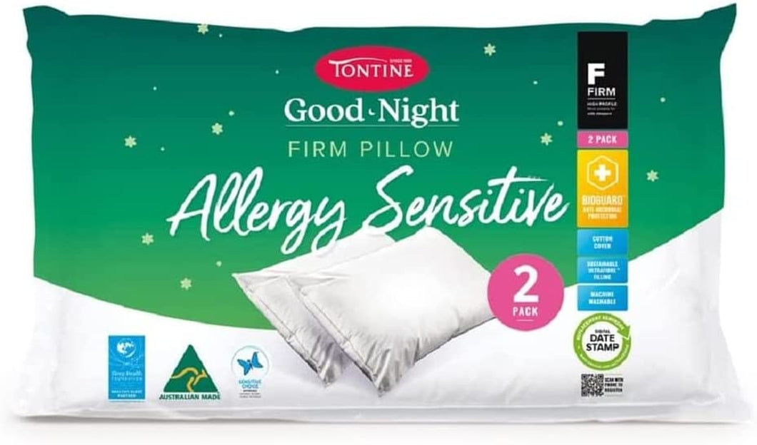 Goodnight Allergy Sensitive Firm Pillow, 2 Pack