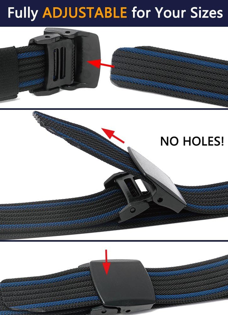 Men'S Nylon Belt, Military Tactical Belt with YKK Plastic Buckle, Durable Breathable Canvas Belt for Work Outdoor Cycling Hiking Skiing,Adjustable for Pants Size below 46Inches[53"Long1.5"Wide]