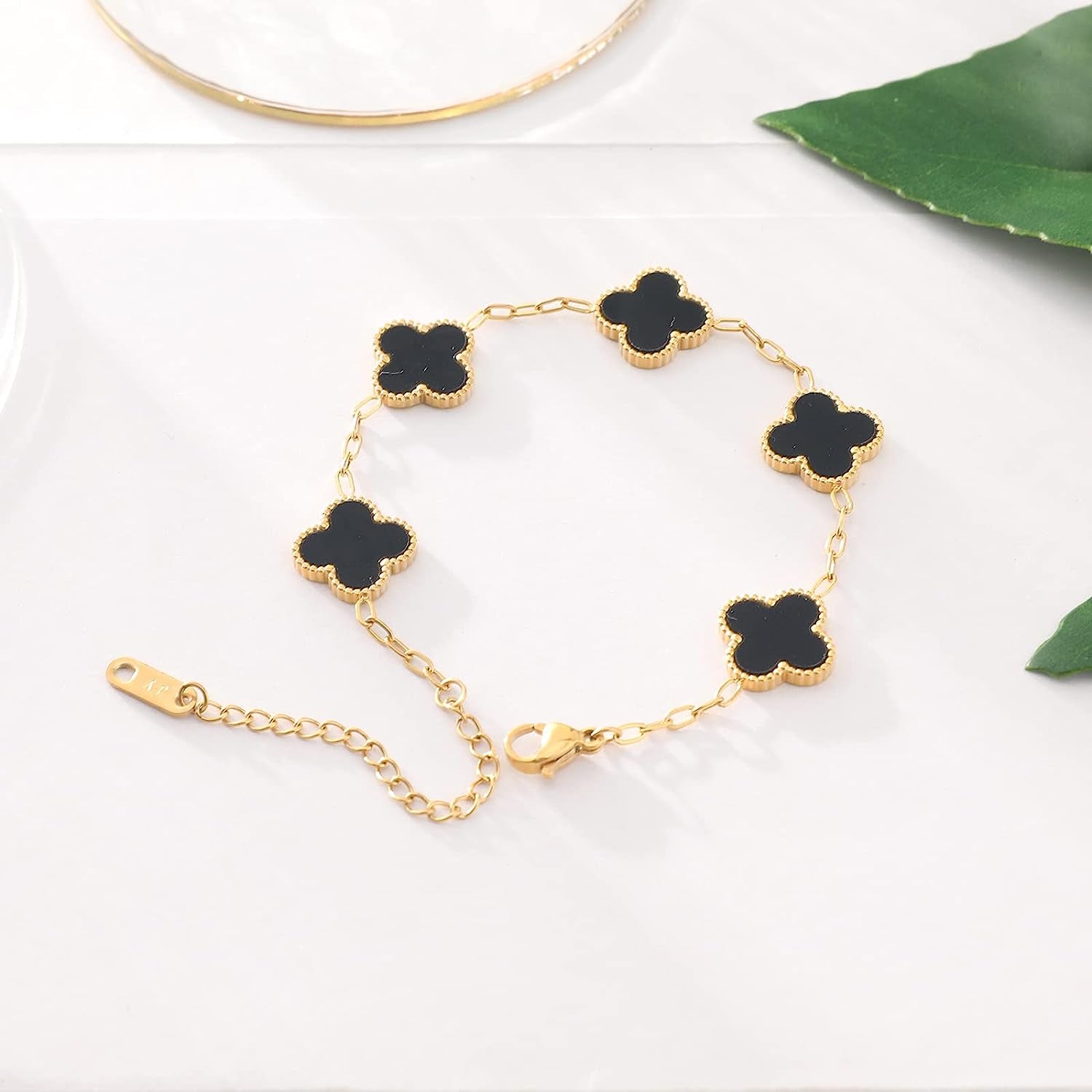 Fashion Chain Bracelets for Women Girls,18K Gold Lucky Adjustable Clover Link Bracelets Valentine'S Day Christmas Gift Jewelry