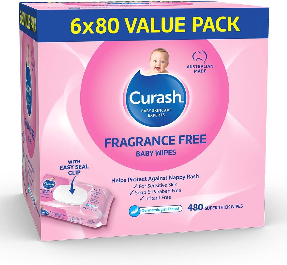 Fragrance Free Baby Wipes, 480 Wipes (6 X 80 Pack)