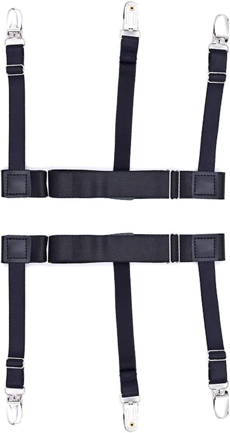 Men Shirt Stays Adjustable Elastic Shirt Garter Shirts Holder with Non-Slip Locking Clamps for Police Military