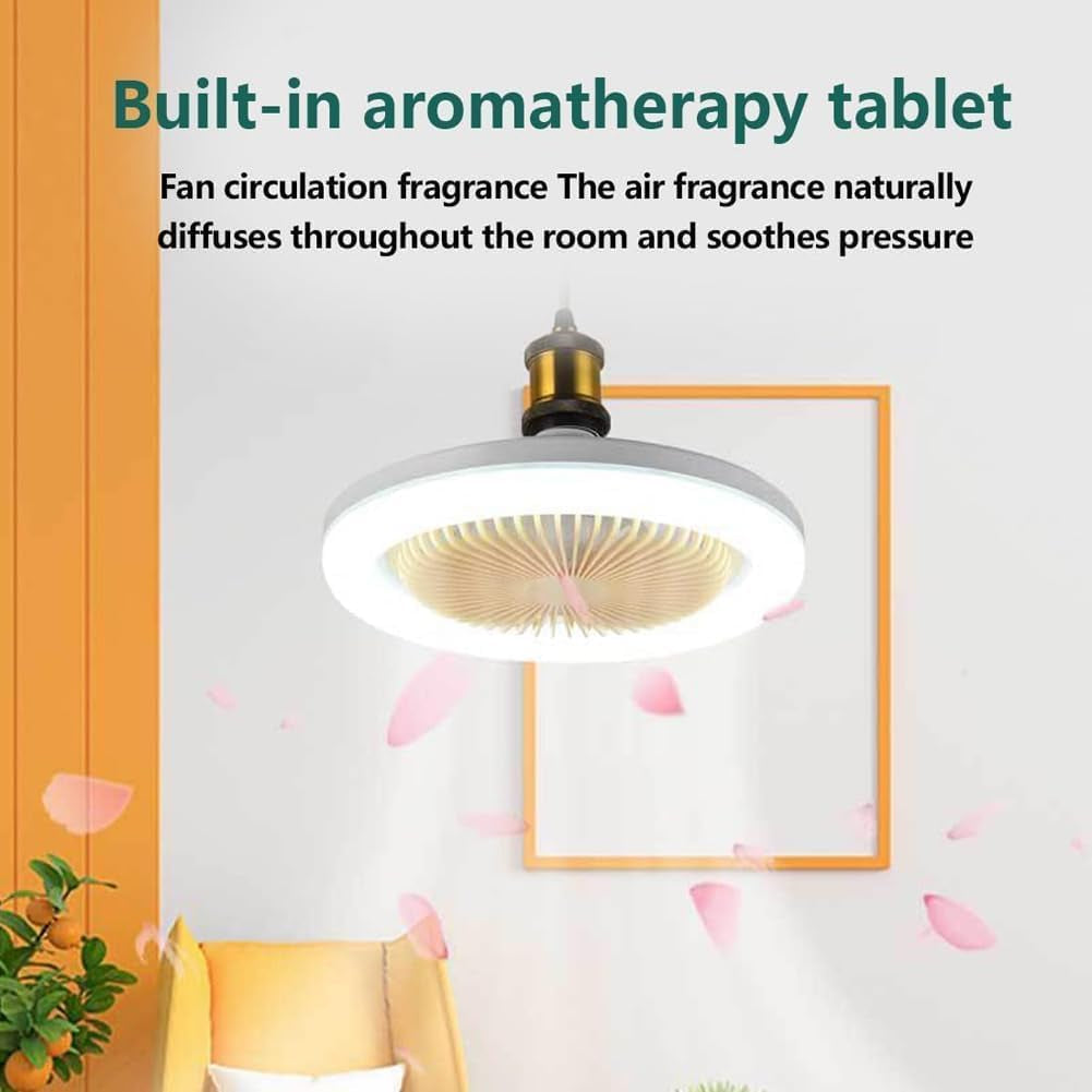 Ceiling Fan with Light and Remote, 180° Adjustable E27 LED Ceiling Fan Light, 10 Inch Socket Fan Light with Light for Kitchen Bathroom Store Room Garage