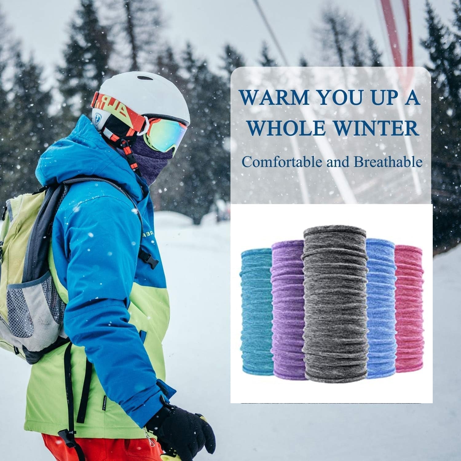 Neck Warmer Gaiter Ski Winter Balaclava for Men and Women, Winter Face Mask Scarf Tube Cover Bandanas for Windproof Winter Motorcycle Skiing