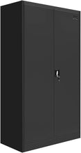 Load image into Gallery viewer, Locker Cabinet Steel Filing Cabinet 185Cm Lockable File Storage Cupboard 2 Door 4 Shelves Office Home Stationary Black
