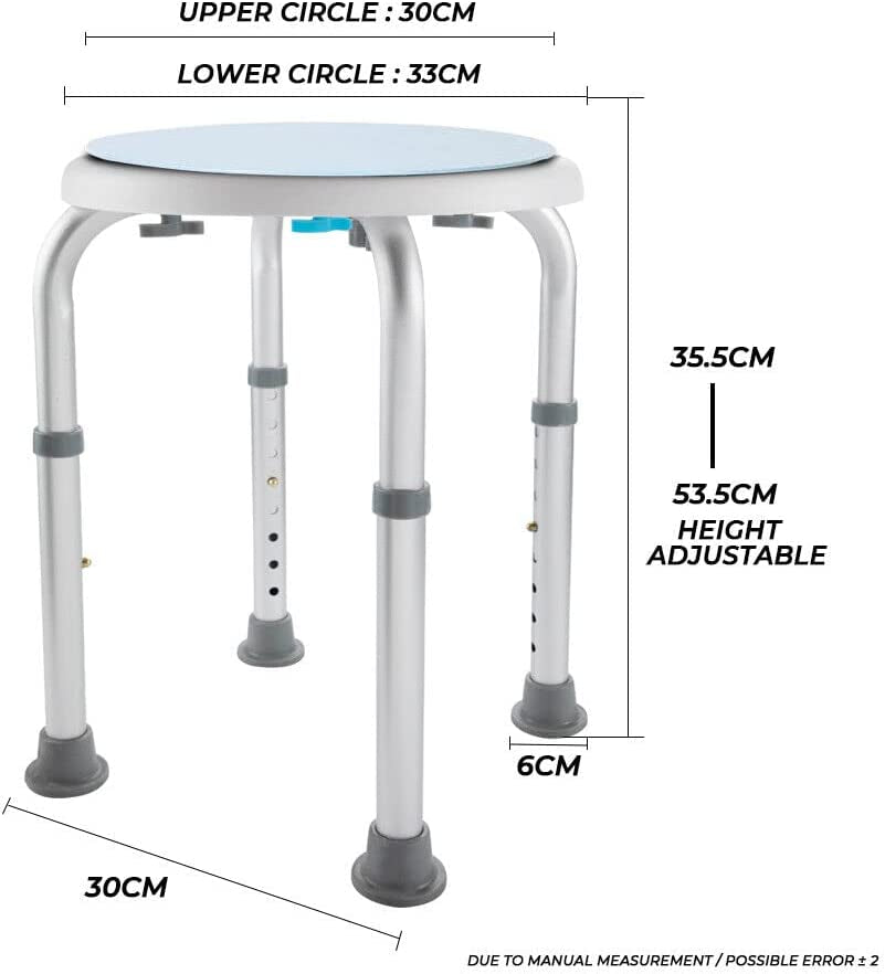 Adjustable Bath Shower Stool Height Adjustable Chair Seat Rotating Swivel Round