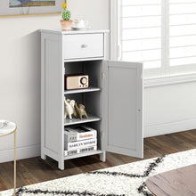 Load image into Gallery viewer, Bathroom Floor Cabinet, Storage Cabinet with Single Door, Pull-Out Drawer, 3-Position Adjustable Shelf, Anti-Topping Device, Side Storage Organizer for Bathroom Living Room Entryway, White
