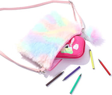 Load image into Gallery viewer, Kids Girls Fluffy Crossbody Purse Fuzzy Bag Plush Tie Dye Rainbow Shoulder Bag Handbag Wallet
