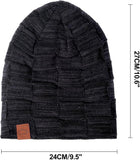 Winter Beanie Hat Men Warm Knit Long Slouch Skull Cap Thermal with Soft Fleece Lining