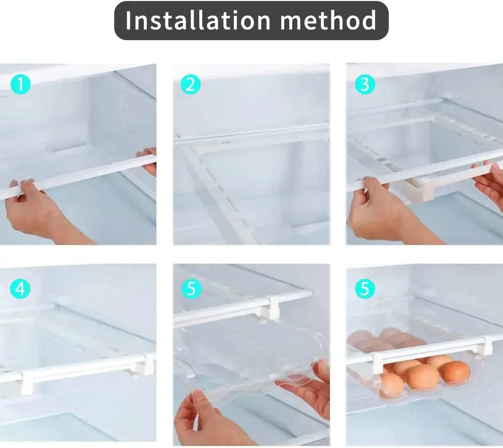 Egg Holder for Refrigerator Drawer,  Egg Tray Storage for Refrigerator, Hangable Egg Dispenser, Plastic Egg Containers Box, save Space, for Fridge Organiser Kitchen Organisation (Capacity 21 Eggs)