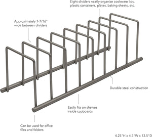 Alloy Steel Euro Kitchen Organizer for Plates, Cutting Boards, Bakeware Cooling Racks, Pots & Pans, Serving Trays, Reusable Containers, and Lids, Industrial Gray