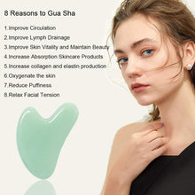 Load image into Gallery viewer, Gua Sha Tool, Jade Stone Guasha Massage Scraping, Guasha Board for Facial and Body Skin Massage. Gua Sha Tool for Toxins/Prevents Wrinkles for Spa Acupuncture Therapy Trigger Point Treatment.
