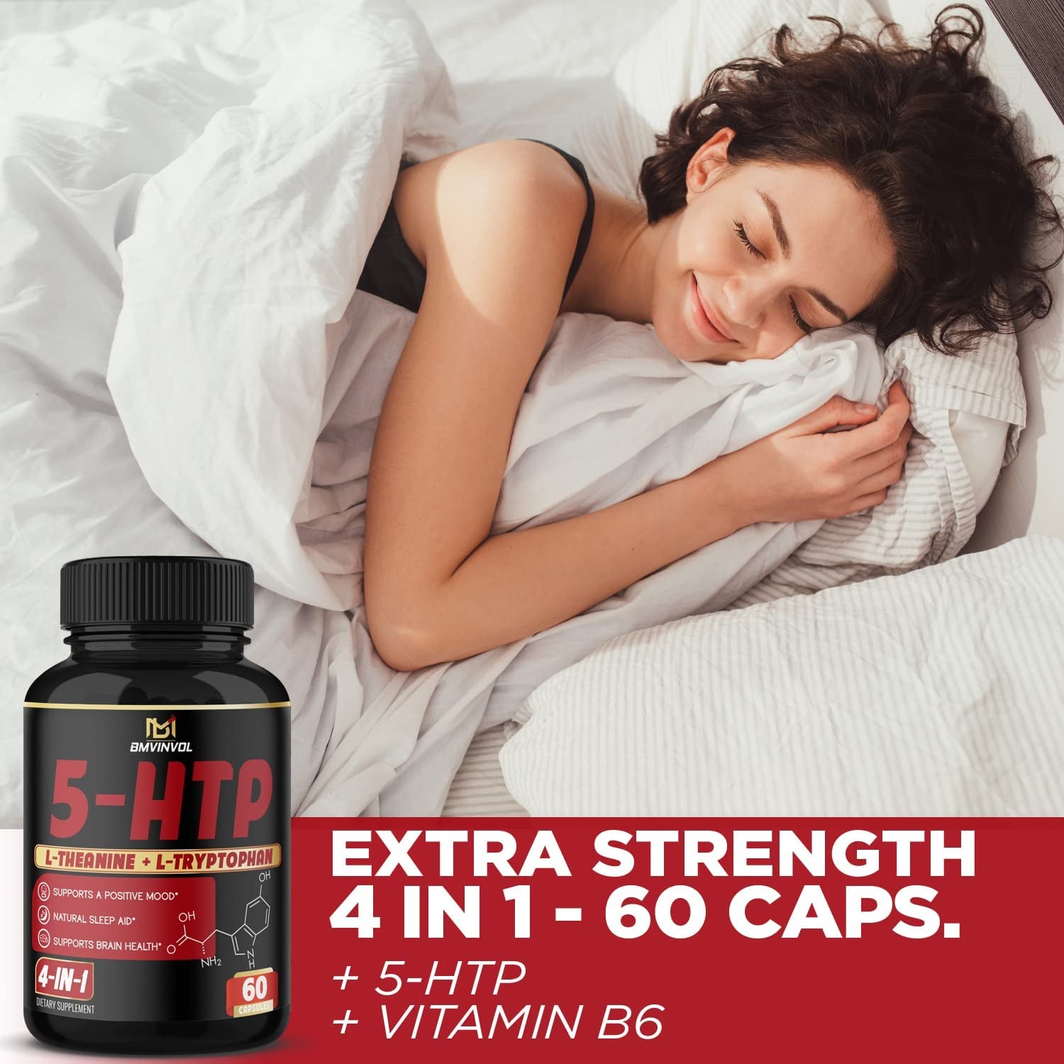 𝟓𝐇𝐓𝐏 Capsules with - 𝐕𝐢𝐭𝐚𝐦𝐢𝐧 𝐁𝟔, 𝐋-𝐓𝐡𝐞𝐚𝐧𝐢𝐧𝐞, 𝐋-𝐓𝐫𝐲𝐩𝐭𝐨𝐩𝐡𝐚𝐧 - 5HTP Extra Strength Supplement - 5 Hydroxytryptophan