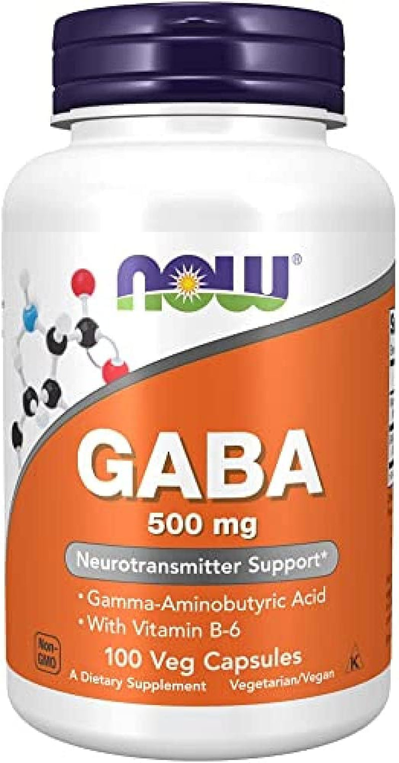 Supplements, GABA (Gamma-Aminobutyric Acid)500 Mg + B-6, 100 Count, Veg Capsules