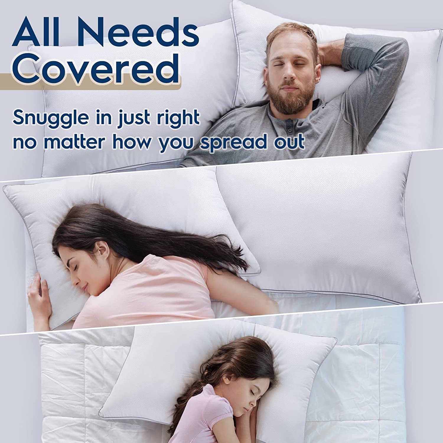 Pillows Queen Size 2 Pack, Bed Pillows for Sleeping, for Back, Stomach or Side Sleepers, Hotel Quality Pillows with down Alternative, Easy Care, 20" X 30"