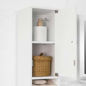 BZR34-W White Tall Bathroom Cabinet High Storage Cupboard with Shelves