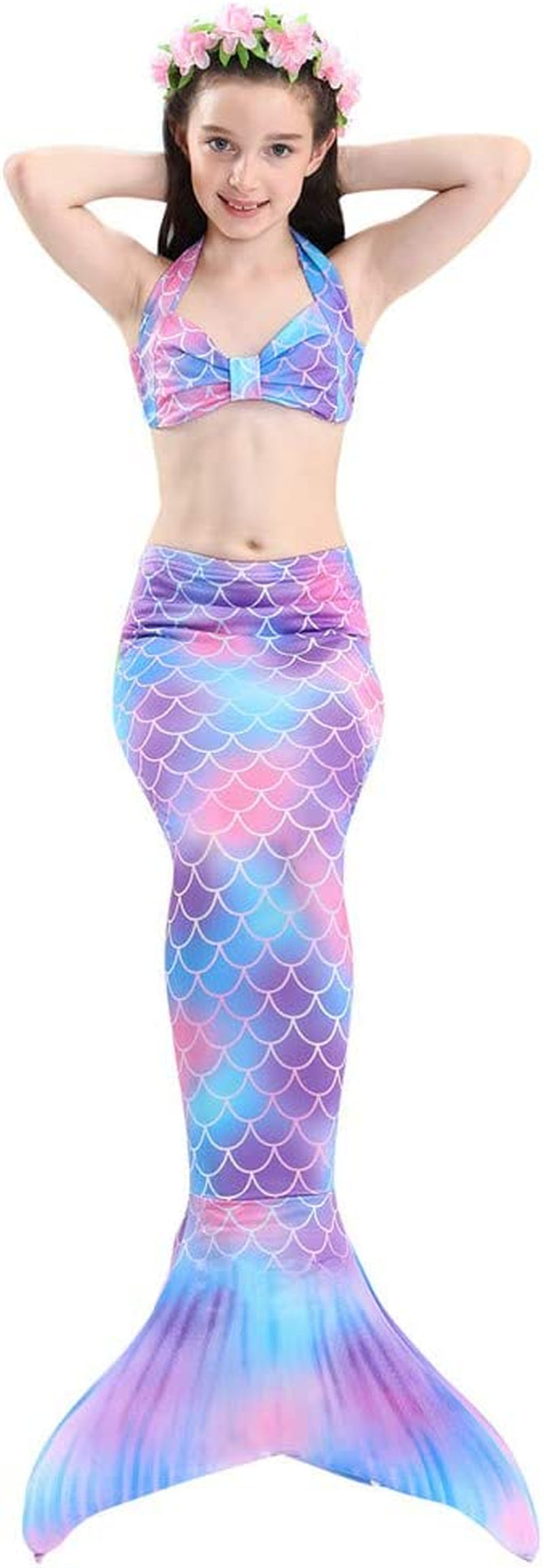 5Pcs Girls Swimsuit Mermaid Tails for Swimming Princess Bikini Bathing Suit Set No Monofin 4T 6T 8T 10T 12T