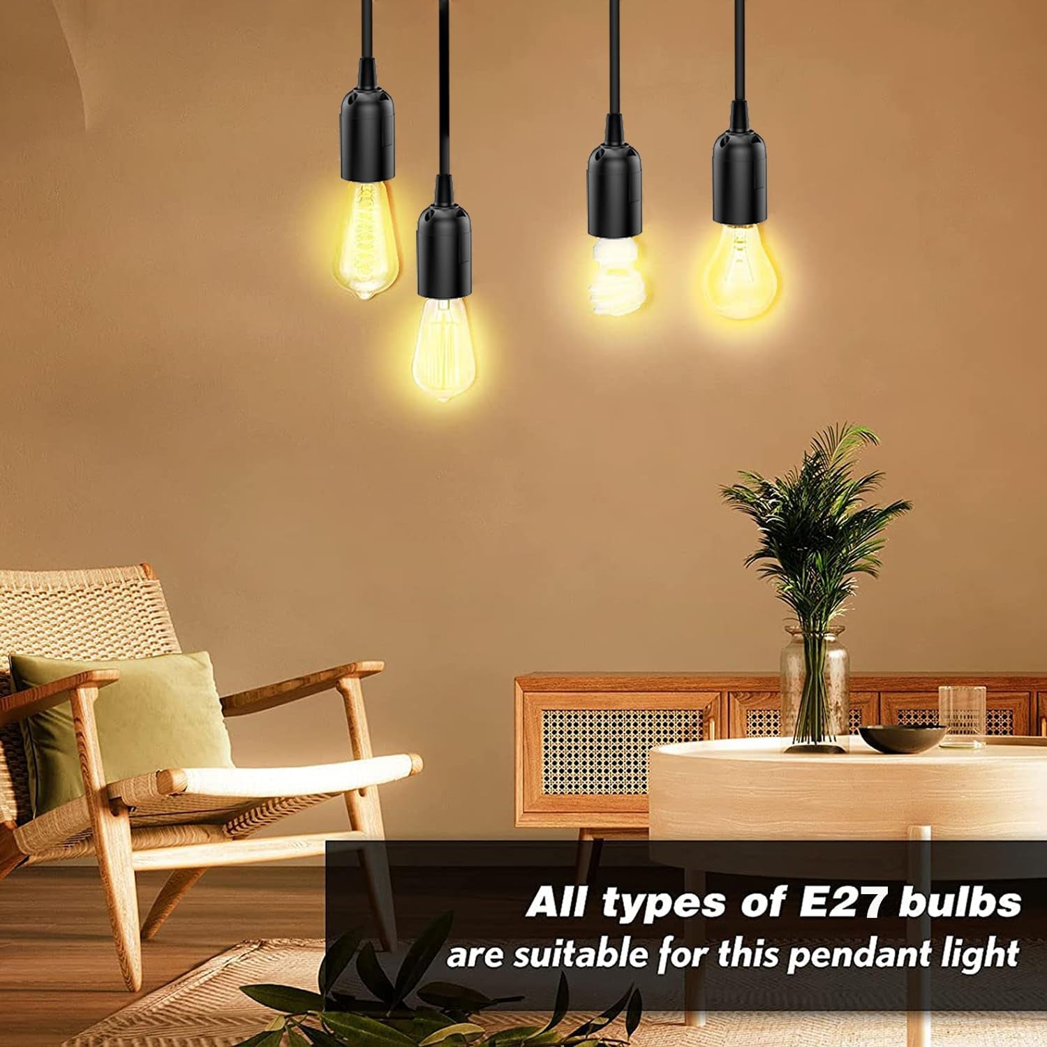 1.8M Hanging Lamp Cord AU Plug in Pendant Light Cord, E27 E26 Base Socket Dimmer Switch DIY Pendant Lamp Kit for Cafe, Bar, Restaurant, Office, Farmhouse Home, Kitchen, Bedroom(Bulb Not Included) (Black 2 Pack)