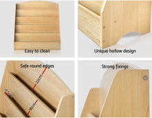 Load image into Gallery viewer, Kids Bookcase, Keezi 5-Tier Wooden Kids Bookshelf Magazines Display Rack Stand - Natural
