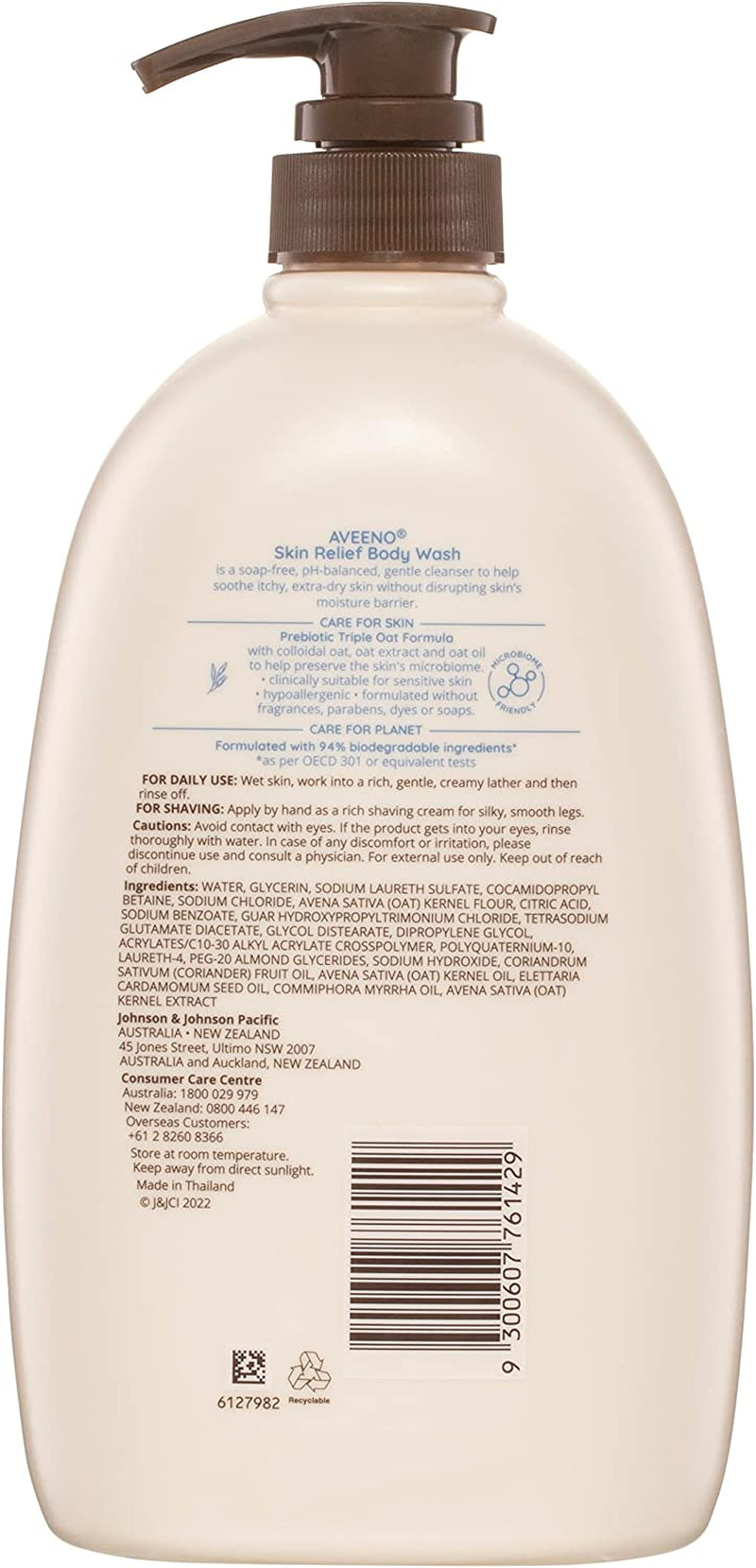 Active Naturals Skin Relief Fragrance Free Body Wash 1L
