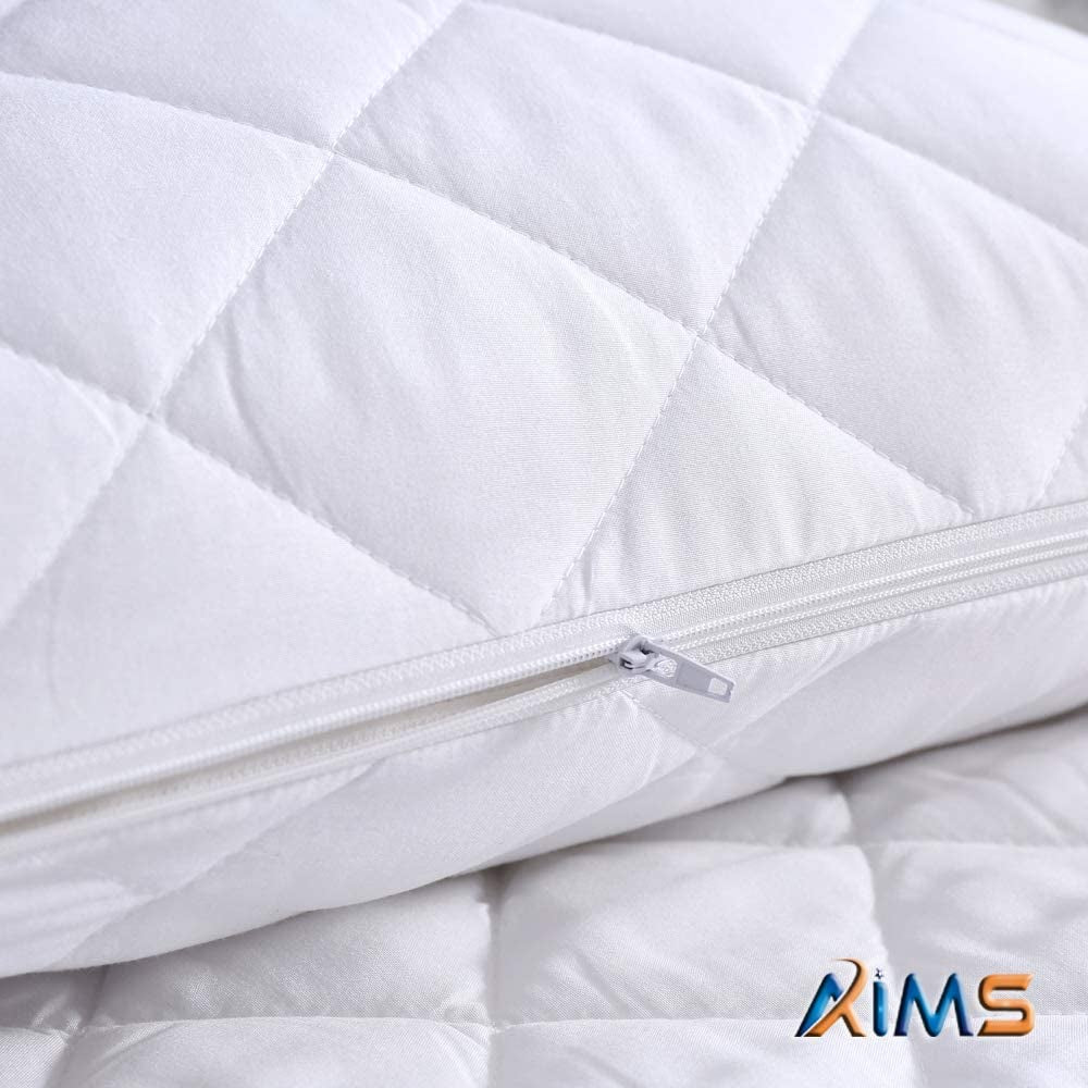 30Cm Deep 100% Waterproof & Moisture Quilted Mattress Protector DOUBLE Fitted Cover Microfiber Quilted Topper Fitted Sheet, anti Allergy and Breathable Elasticated Skirts