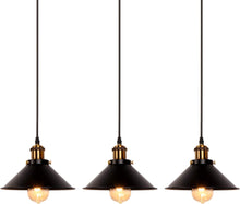 Load image into Gallery viewer, Industrial Retro Black Iron Kitchen Restaurant Bar Balcony Hanging Pendant Light (3 Pack)
