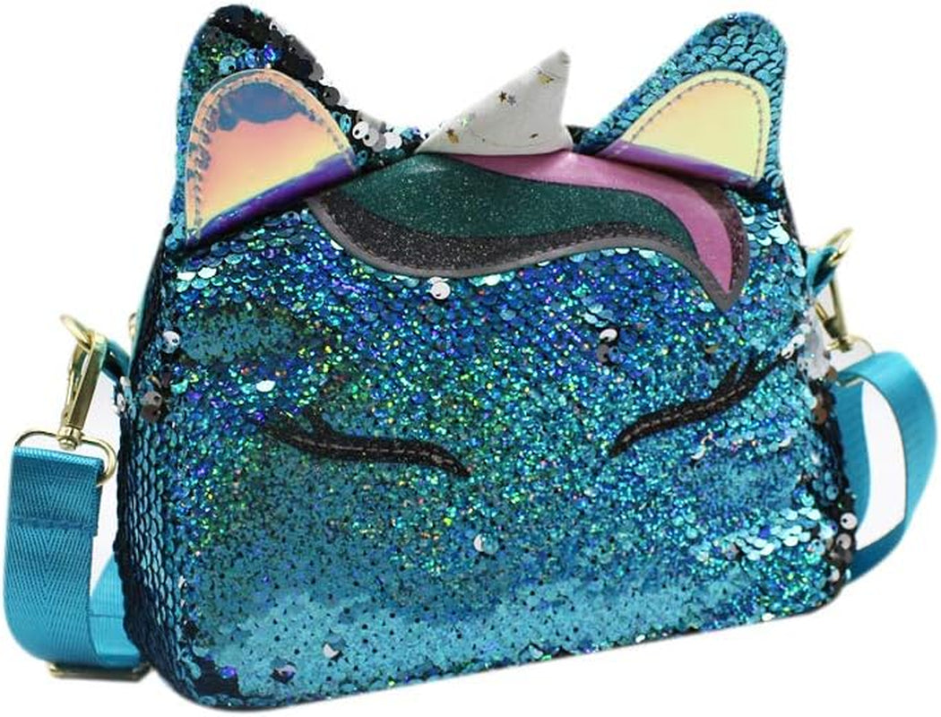 Women Girls Cute Unicorn Glitter Sequins Crossbody Purses Handbag Shoulder Bag for Kids Little Girls