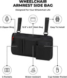 Wheelchair Pouch Bag for Walker, Rollator Walker Bags for Armrest Organizer Wheelchair, Wheelchair Side Pouch with 5 Pocket, Walker Accessories Bag with Cup Pocket