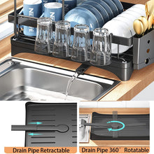 Load image into Gallery viewer, Dish Drying Rack, 2 Tier Dish Rack with Drainboard for Kitchen Counter, Multi-Functional Metal Storage Rack Detachable Dish Rack Organizer with Utensil Holder for Bowl, Cups, Cutting Board (White)
