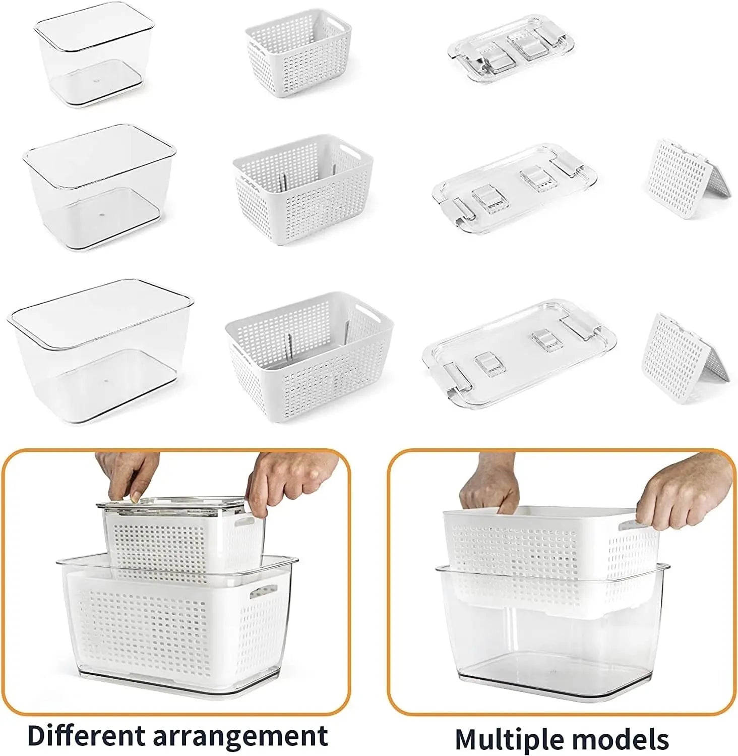 3PACK Fresh Container,Vegetable and Fruit Storage Containers for Fridge Organizer Produce Saver Containers for Refrigerator Lettuce Berry Salad Cabbage Keeper Bpa-Free Kitchen Organization with Lids and Air Vents