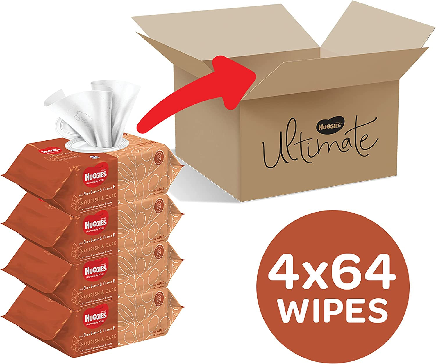 Ultimate Baby Wipes Nourish & Care 256 Count (4 X 64 Pack) - Packaging May Vary