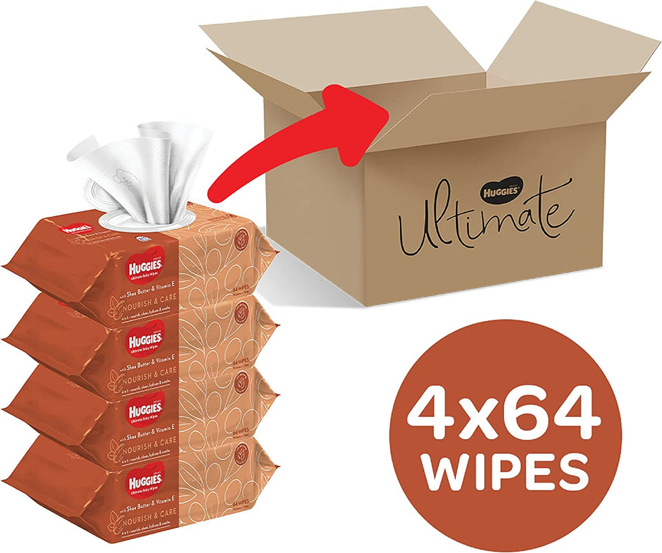 Ultimate Baby Wipes Nourish & Care 256 Count (4 X 64 Pack) - Packaging May Vary