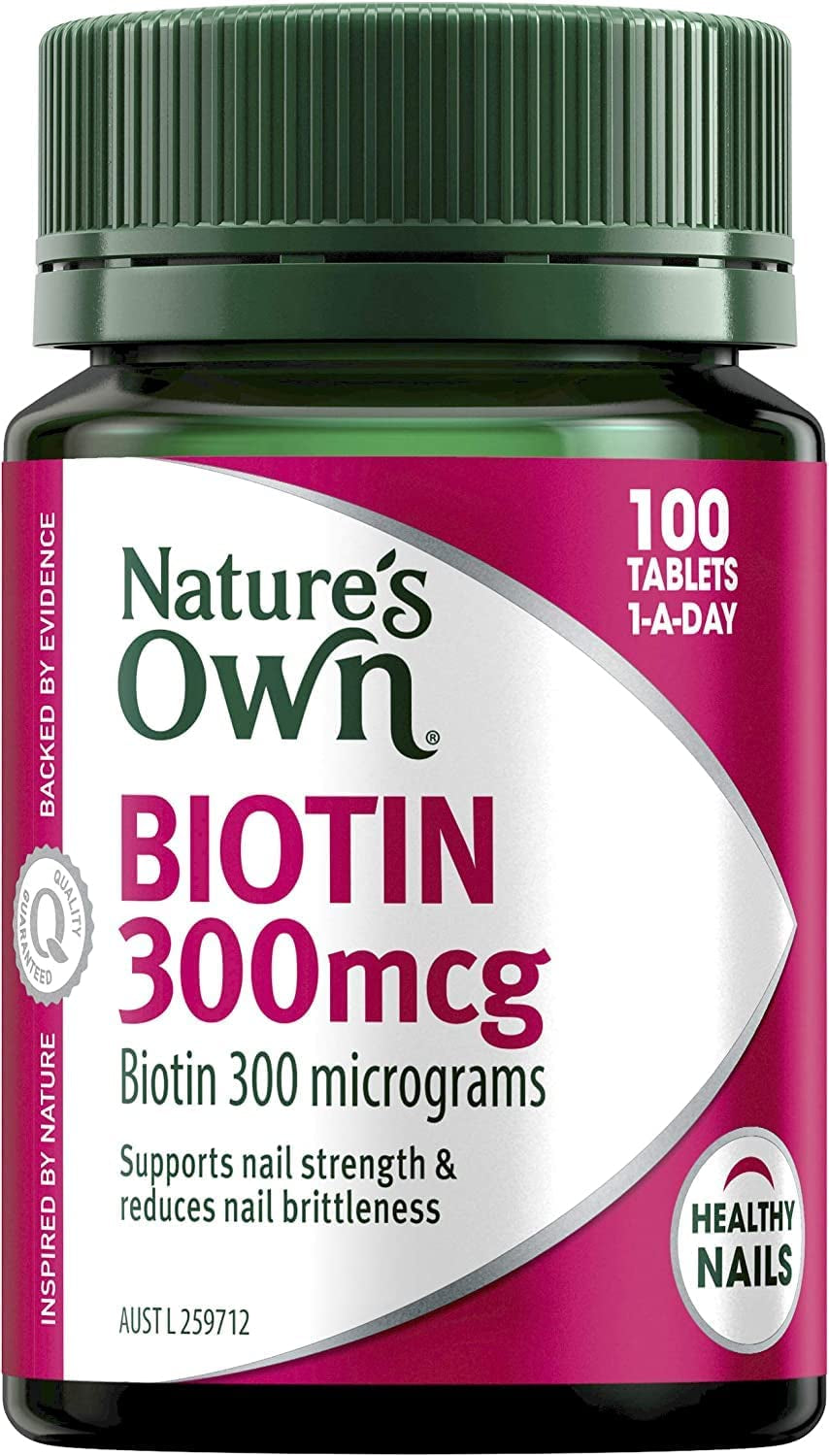 Nature’S Own Biotin 300Mcg - Maintains Healthy Nails - Aids in the Breakdown of Dietary Fat, 100 Tablets