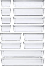 Load image into Gallery viewer, 14 PCS Clear Plastic Drawer Organizer Tray for Makeup, Kitchen Utensils, Jewelries and Gadgets
