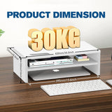 Monitor Stand,2-Tier Wood Computer Stand Riser,Monitor Stand Riser with Cellphone Holder,Desktop Stand Laptop Desk Riser,Ergonomic Desk Shelf Stand Organizer for Monitor/Printer/Laptops(White)