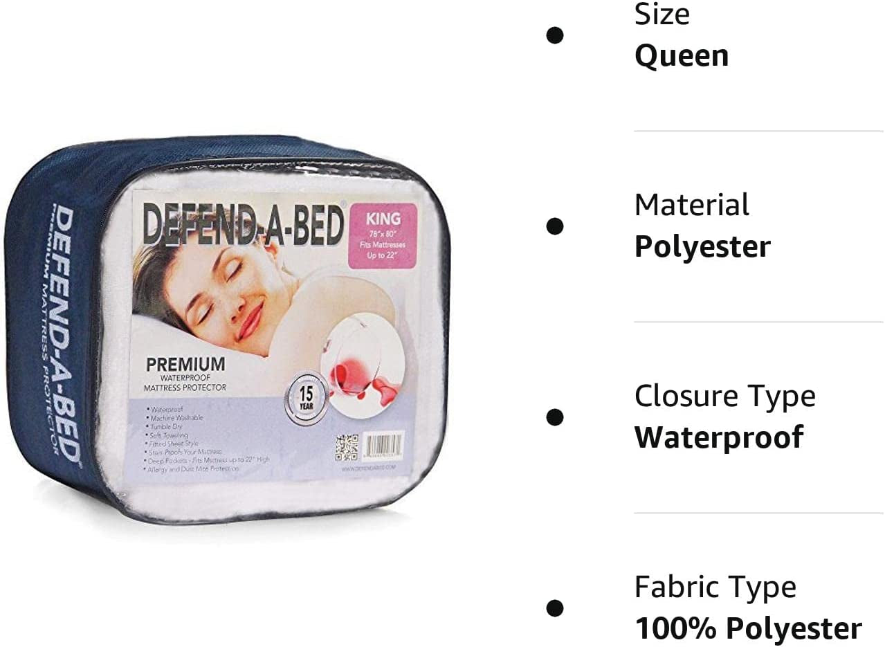 Premium Fitted Washable Terry Cloth Waterproof Mattress Protector, Queen