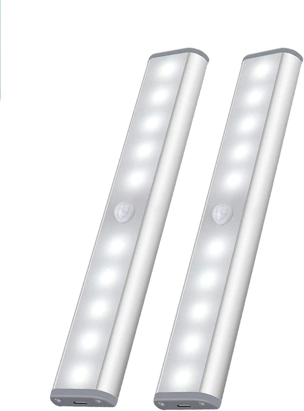 10 LED under Cabinet Lights, under Cabinet Light,Closet Lights Motion Sensor Light,Usb Rechargeable Stick-On Stairs Step Light Bar, LED Night Light Magnetic Closet Lighting, (2 Pack)