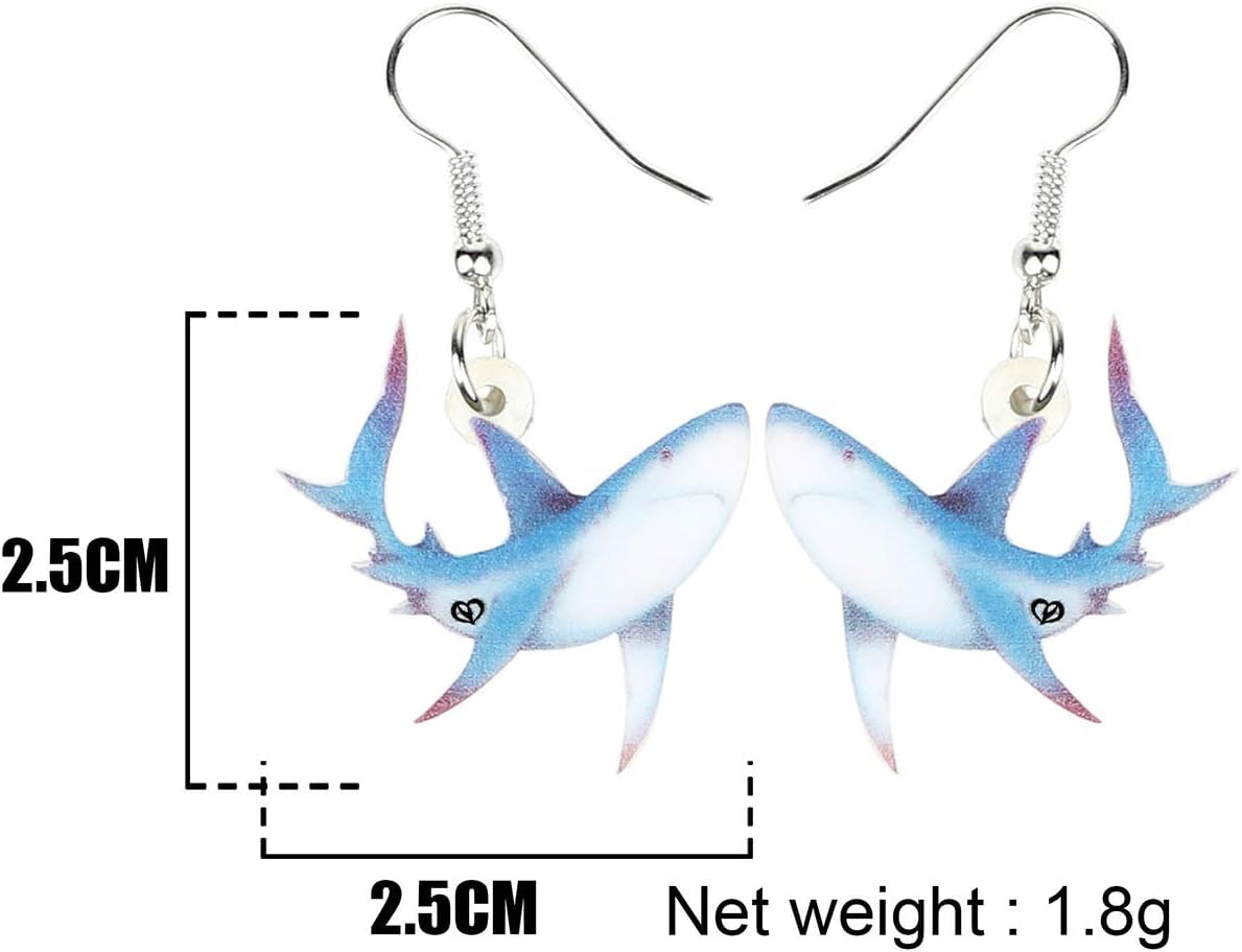 Acrylic Charm Shark Earrings Drop Dangle Jewelry Natural Ocean Fish Decoration Funny Party Gifts for Women Girls