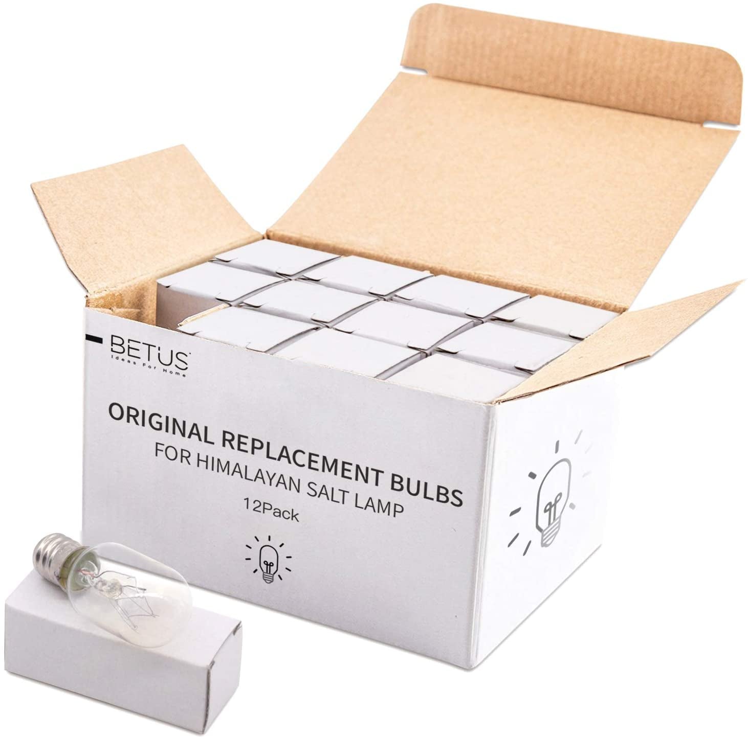 [Original Replacement] Long Lasting 15 Watt Dimmable E14 Socket Incandescent Candelabra Salt Lamp Bulb - Value Pack of 12