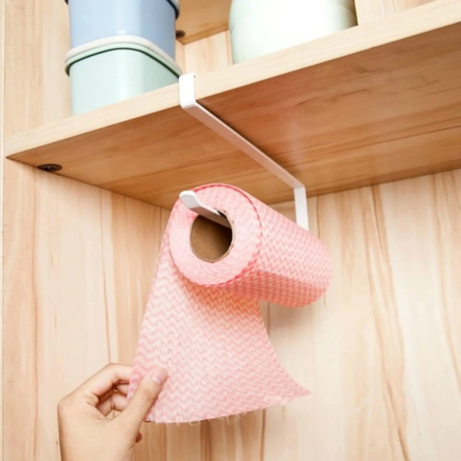 Paper Roll Holder, Paper Towel Roll Holder Dispenser Napkins Storage Rack Paper Towel Holder under Kitchen Cabinet Hanging Paper Towel Rack Hanger