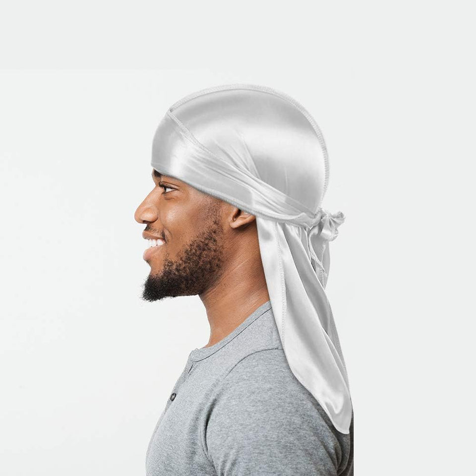 2 Pieces Silky Men Durag, Pack Durags Do Rags with Long Tail and Wide Straps for Men Women