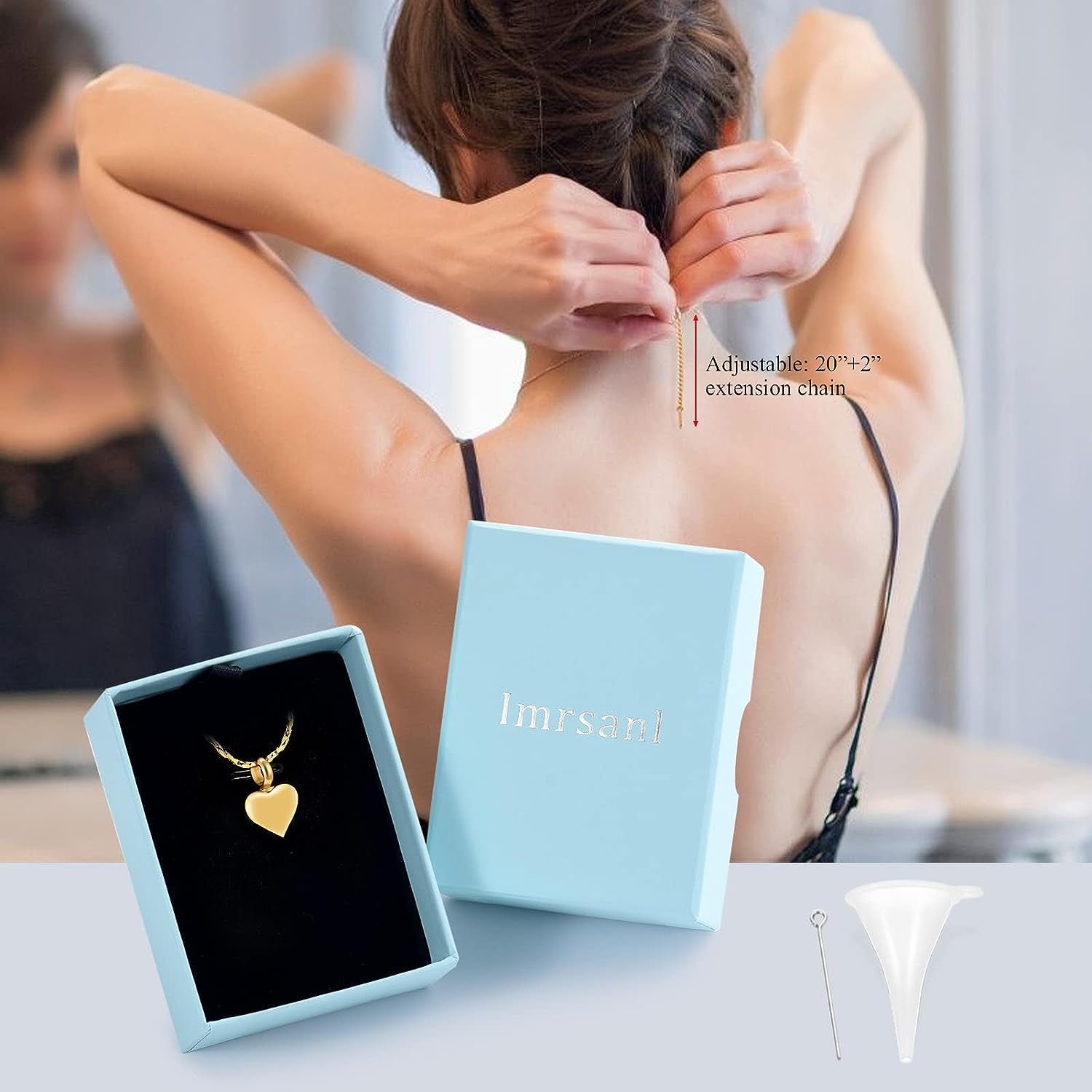 Small Heart Cremation Urn Necklace for Ashes Stainless Steel Memorial Ash Pendant Keepsake Jewelry