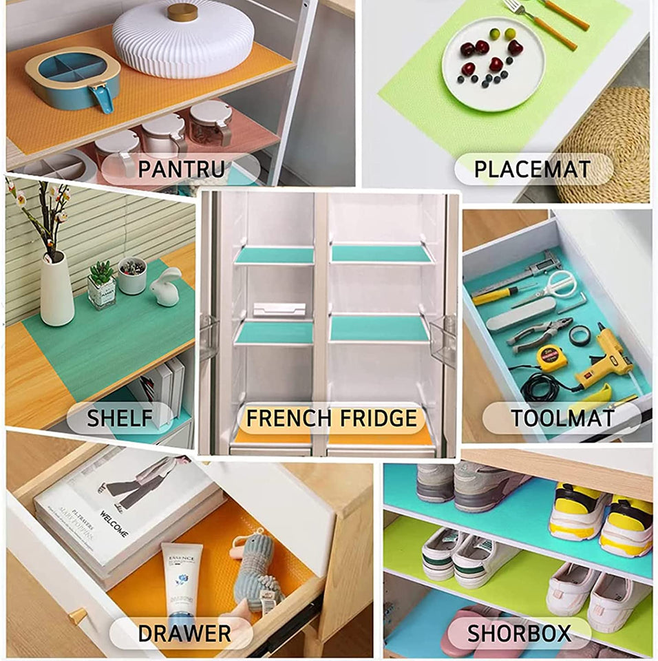 12 PCS Refrigerator Liners Mats Washable Mats Liner Waterproof Oilproof Fridge Liners for Shelves, Cover Pads for Freezer Glass Shelf Cupboard Cabinet Drawer 29CM*45CM (3 Color Mixed)