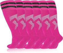 Load image into Gallery viewer, Kids Soccer Socks, [3 Pairs] Stripes Knee High Tube Socks Sport Kids Stockings for Child Young Boys and Girls (US Size 3-6）
