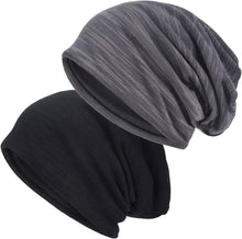 Load image into Gallery viewer, Beanie for Men &amp; Women, 2 Pack Lightweight Running Cap Thin Knit Hat Sleep Cap Breathable Cancer Chemo Headwear
