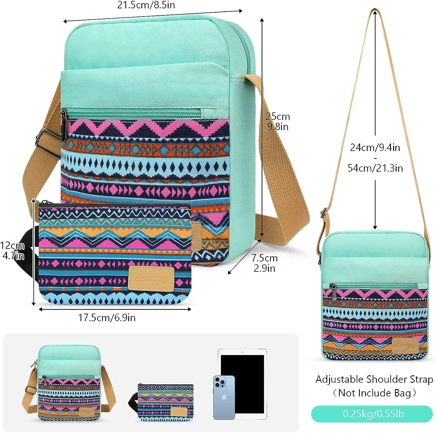 Small Crossbody Purse Printed Messenger Bag Travel Shoulder Bag for Girls and Women