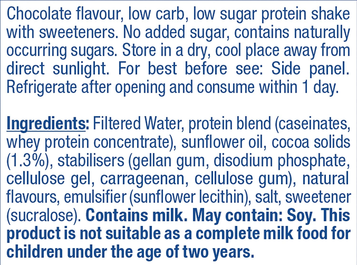 Low Carb Protein-Rich Shake Smooth Chocolate Drink 330Ml, Pack of 6