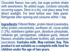 Low Carb Protein-Rich Shake Smooth Chocolate Drink 330Ml, Pack of 6