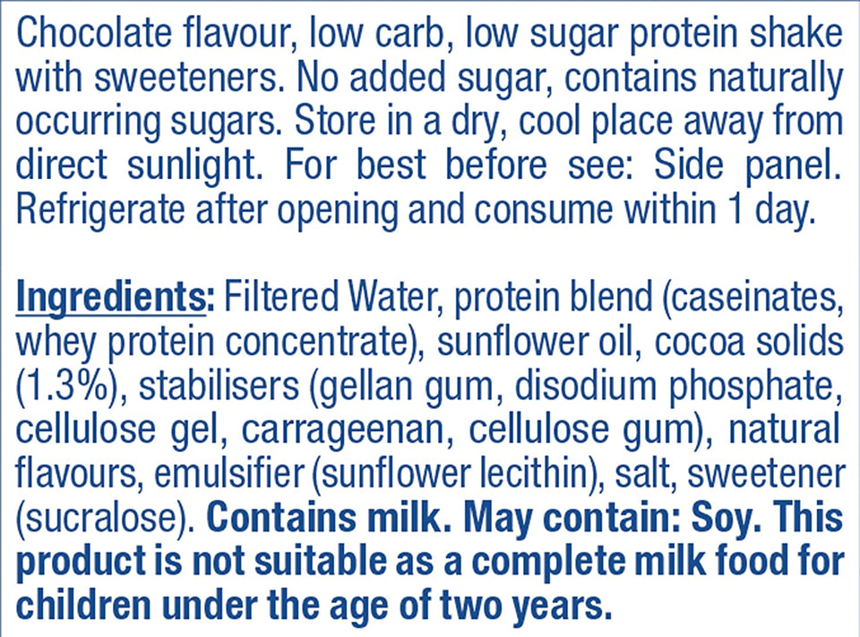 Low Carb Protein-Rich Shake Smooth Chocolate Drink 330Ml, Pack of 6