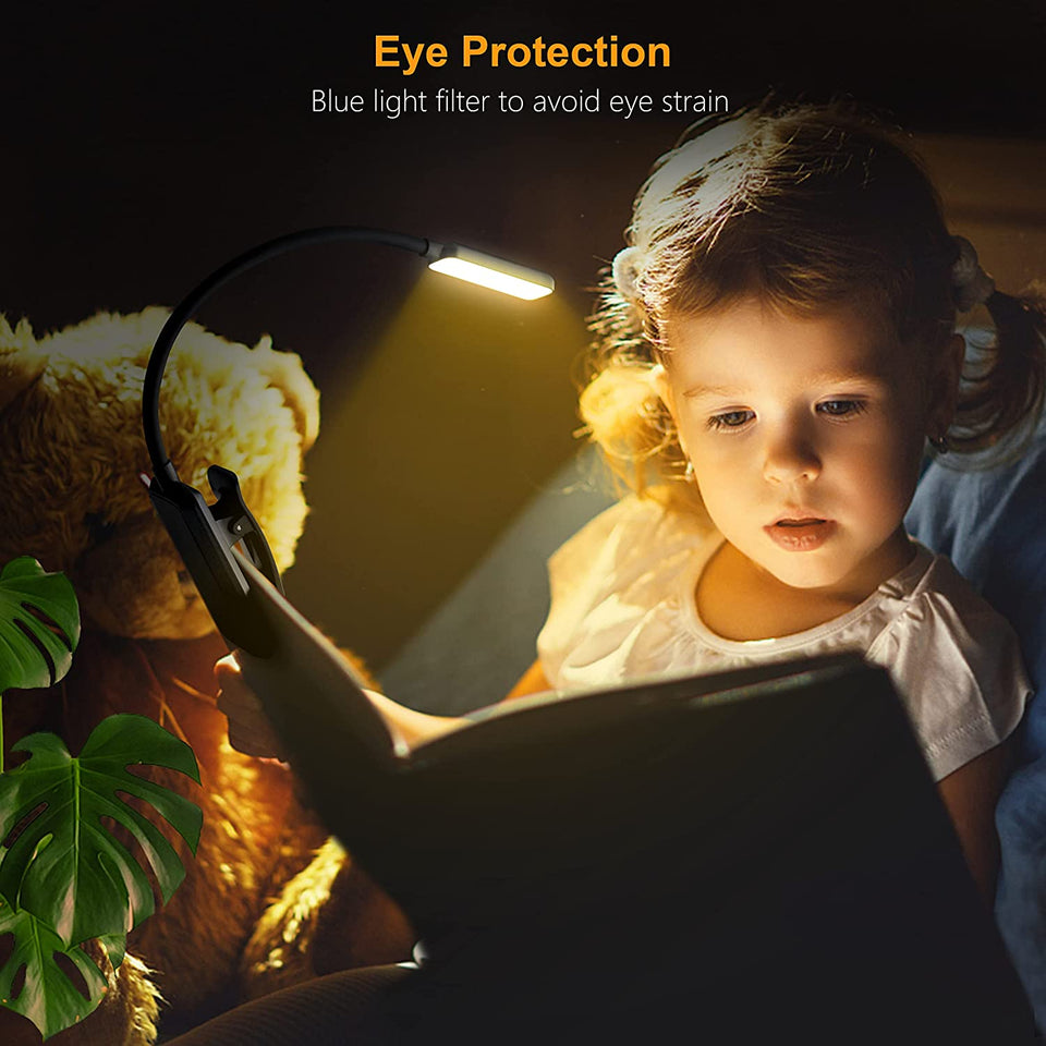 Book Light Rechargeable for Reading in Bed,  9 LED Reading Light Book Lamp with Power Indicator, 3 Eye -Protecting Modes- Stepless Dimming, Long Battery Life, 360° Flexible Clip-On Book Light
